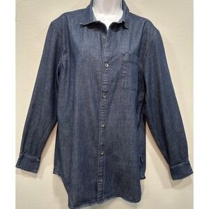 Kenneth Cole Denim Shirt Women's Size Large Button Up Long Sleeve Slim Fit